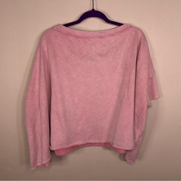 2x PINK CROPPED SWEATSHIRT SHORT SLEEVE CASUAL PLUS ATHLEISURE - Picture 4 of 8